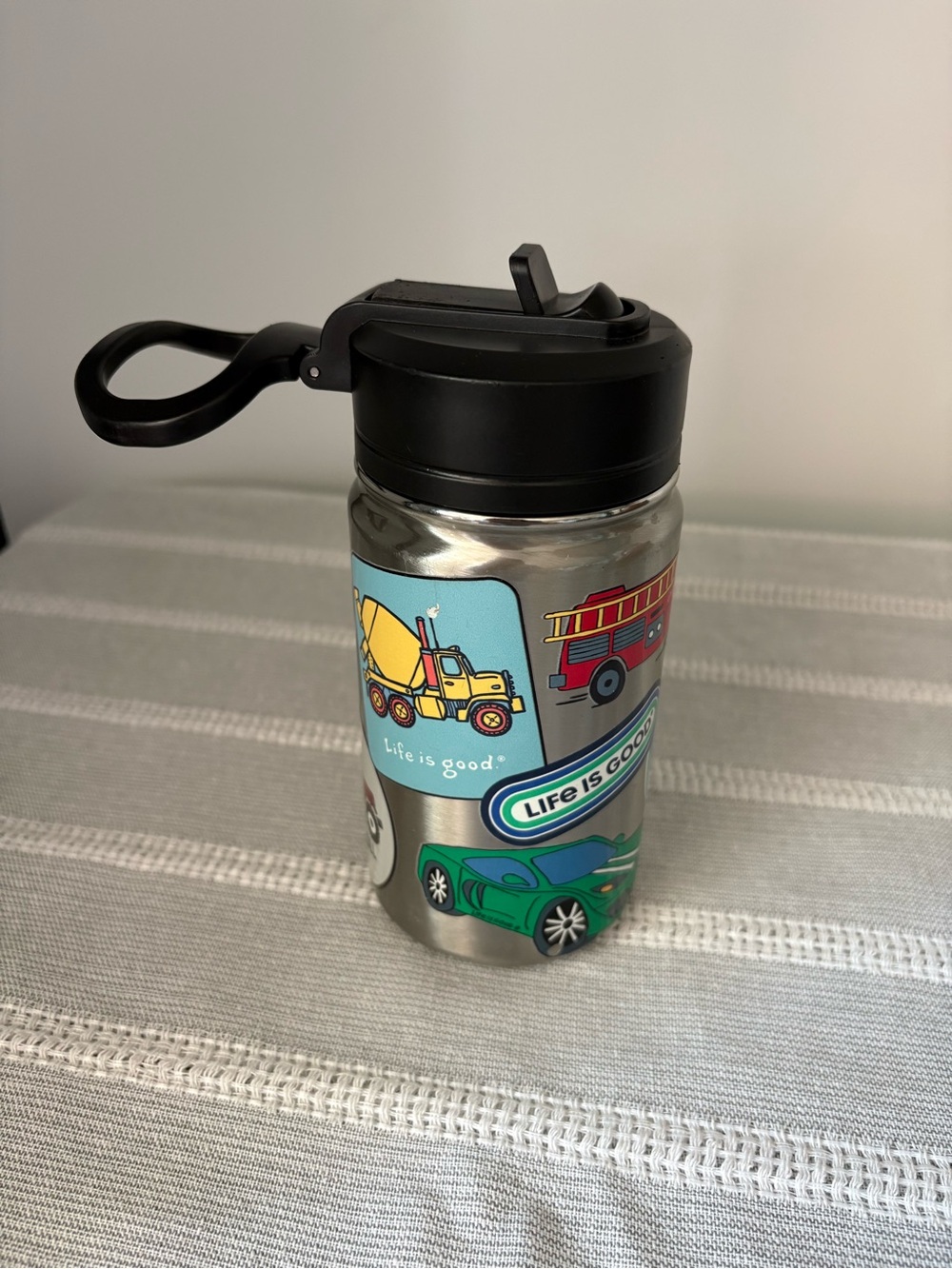 Life is Good Kids Stainless Steel Flip-Top Water Bottle - Black